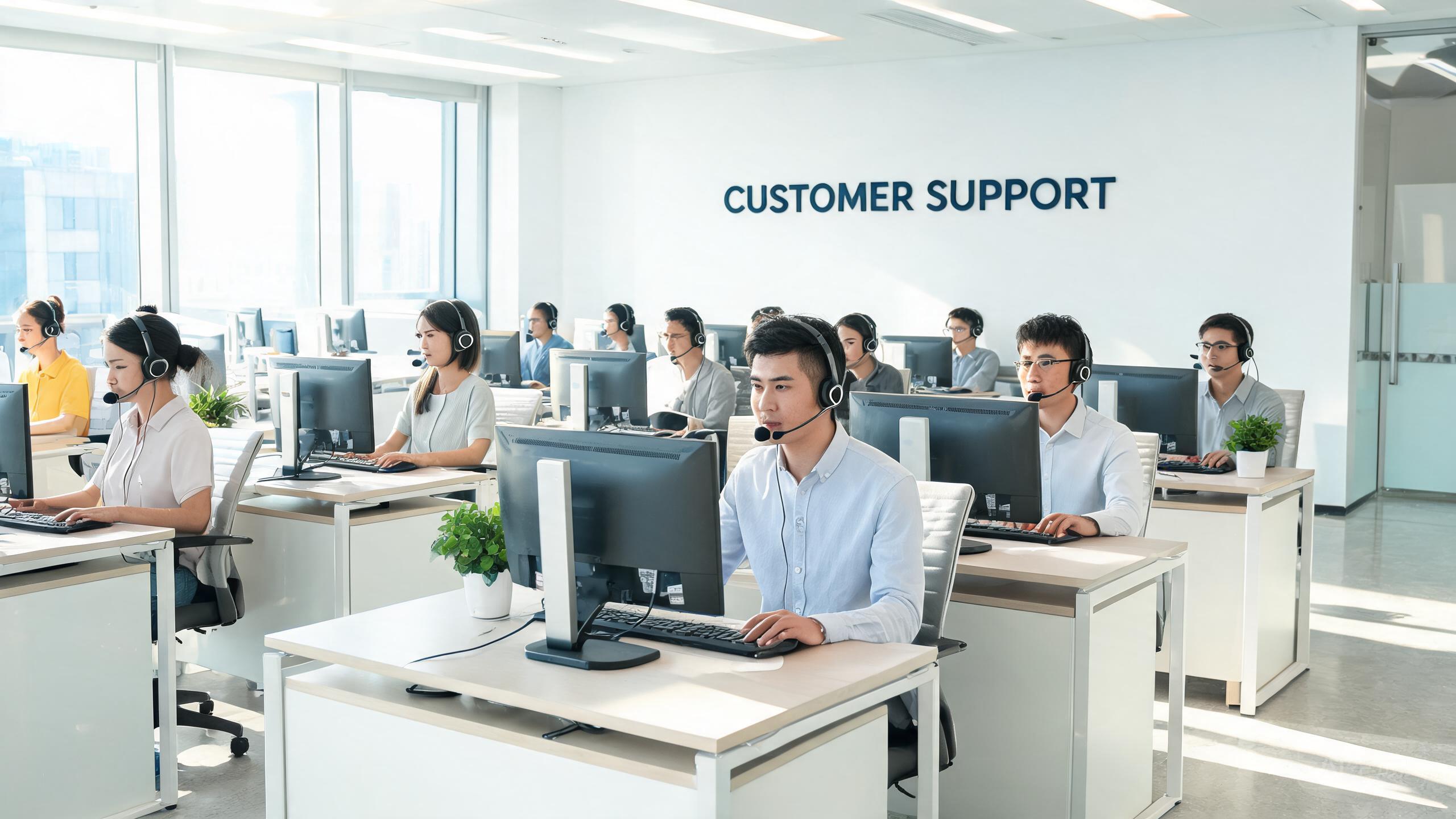 Contact center with friendly customer service representatives ready to help Contact center with friendly customer service representatives ready to help