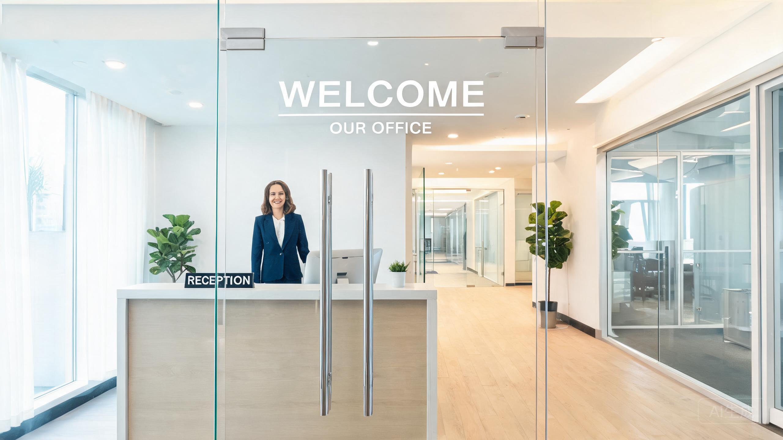 Modern office entrance welcoming visitors for surrogacy consultation Modern office entrance welcoming visitors for surrogacy consultation