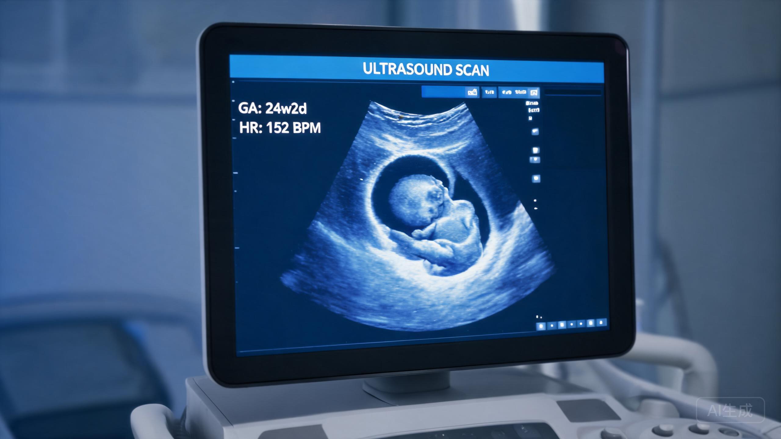 Ultrasound monitor showing baby scan Ultrasound monitor showing baby scan