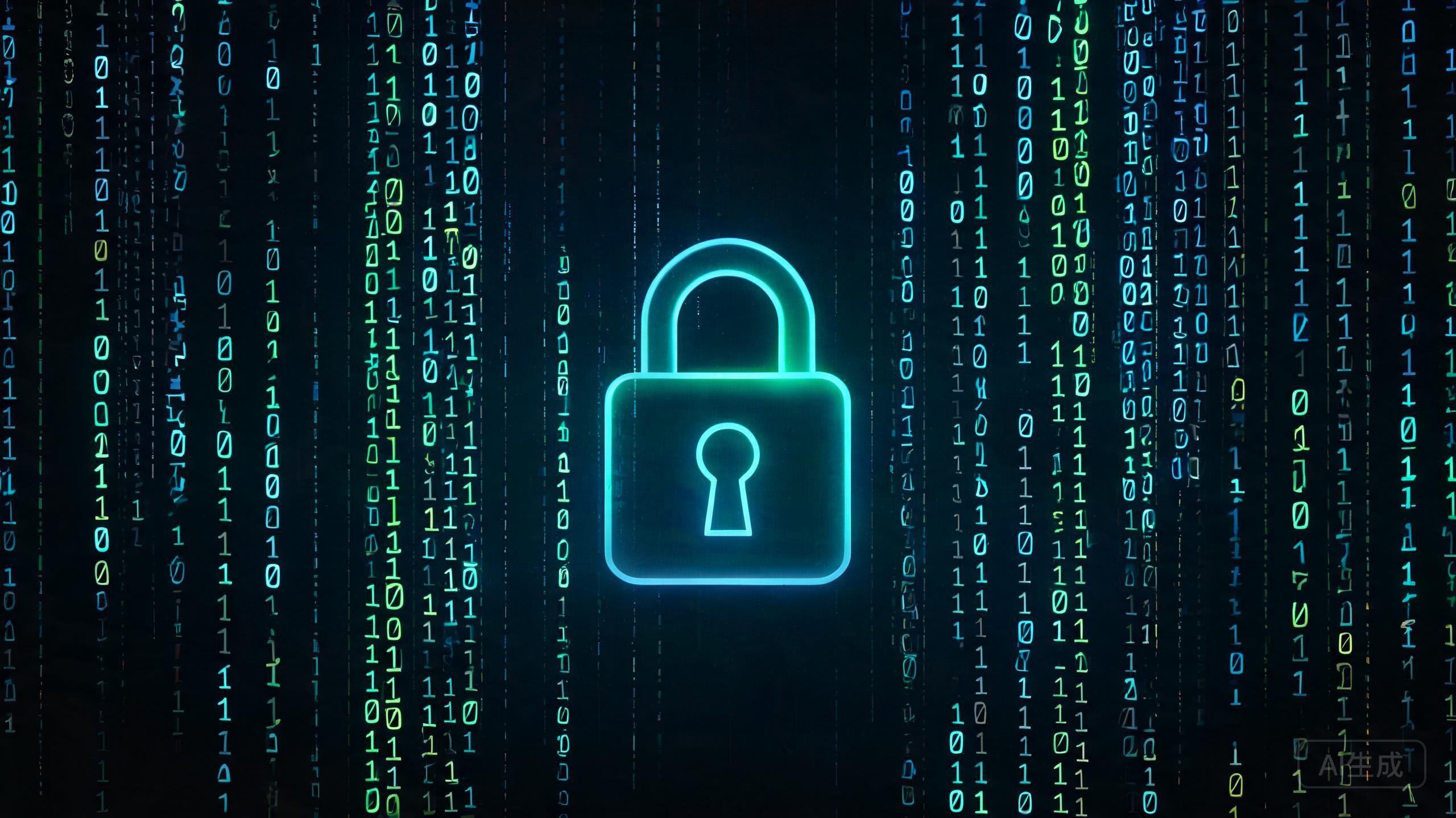 Digital privacy protection concept with lock icon and binary code Digital privacy protection concept with lock icon and binary code