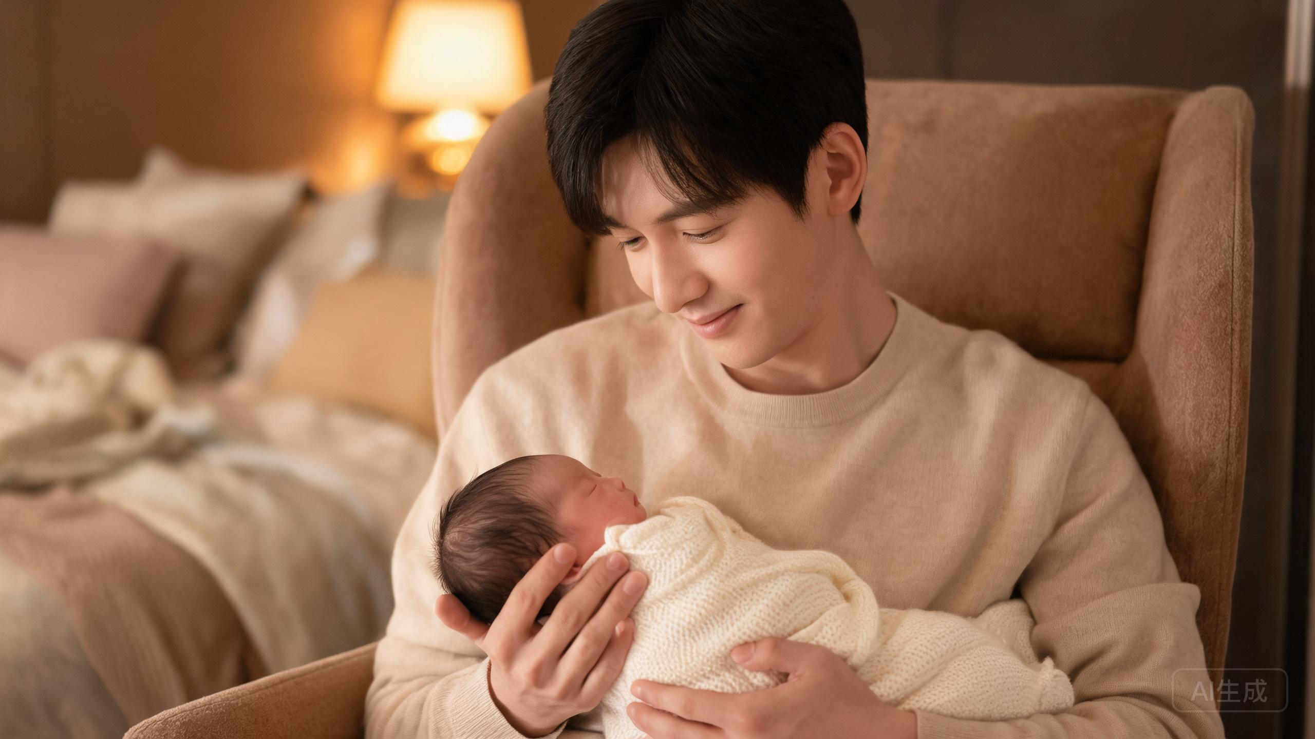 Single father holding newborn baby with love and dedication Single father holding newborn baby with love and dedication