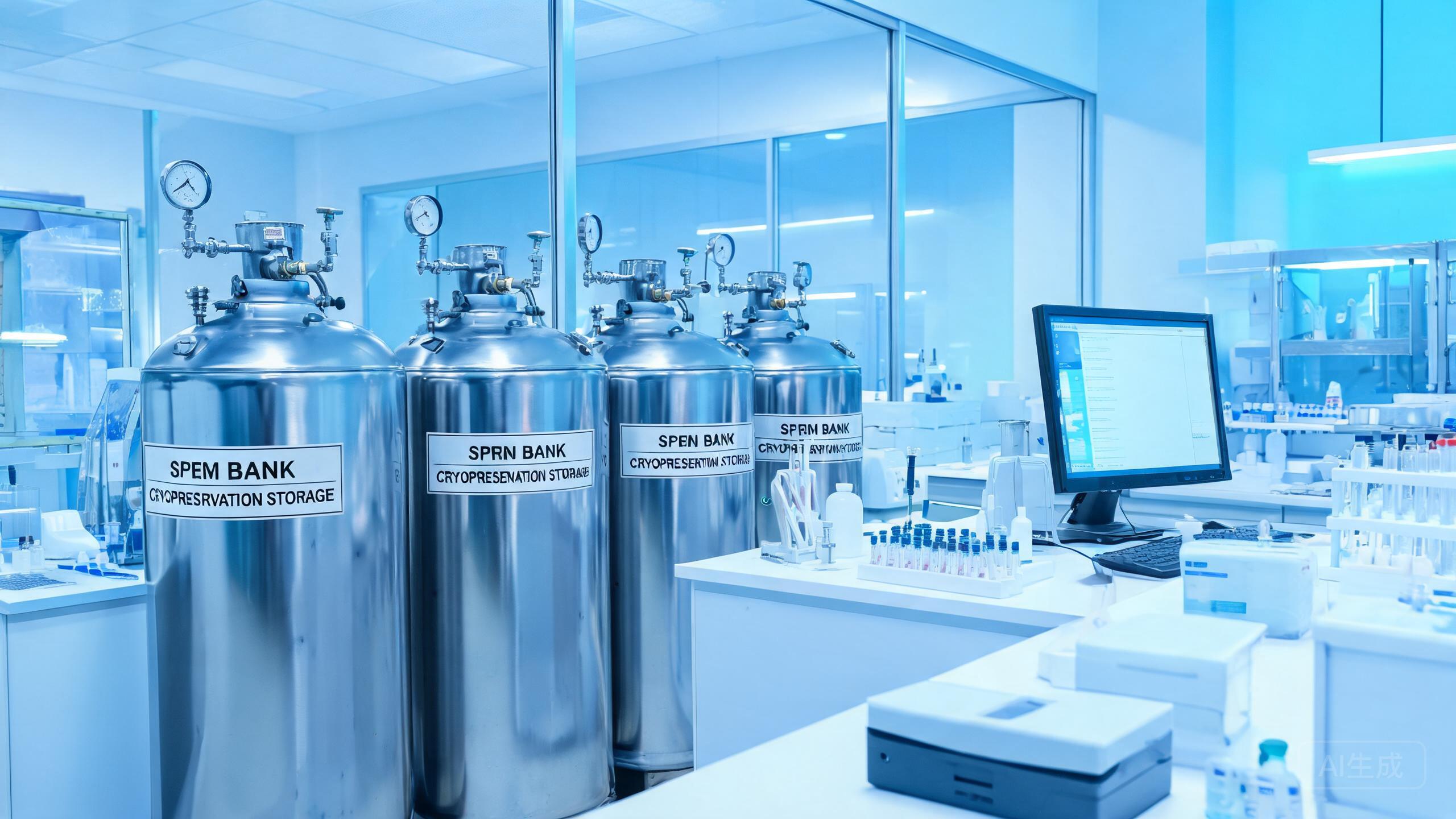 Sperm bank facility with cryopreservation storage tanks Sperm bank facility with cryopreservation storage tanks